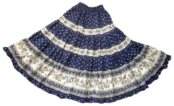 Provence tiered skirt, long (Mireille_medaille. navy blue) - Click Image to Close